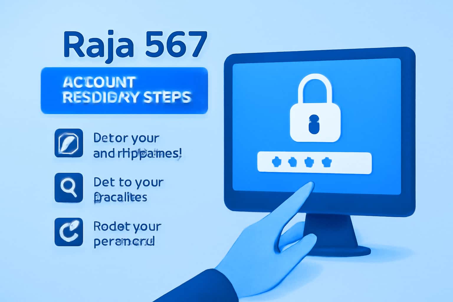 Informational scene on Raja 567 account recovery steps featuring prominent title.