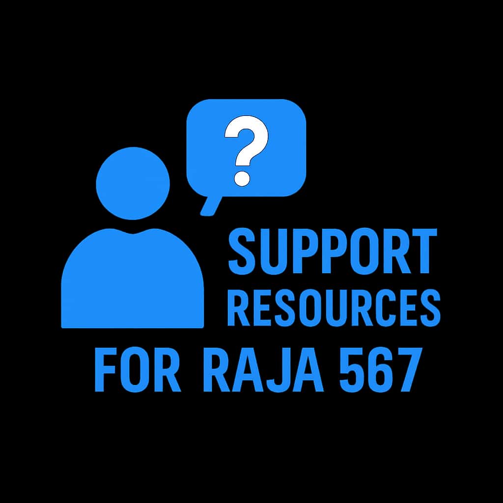 A professional badge representing support resources for Raja 567.